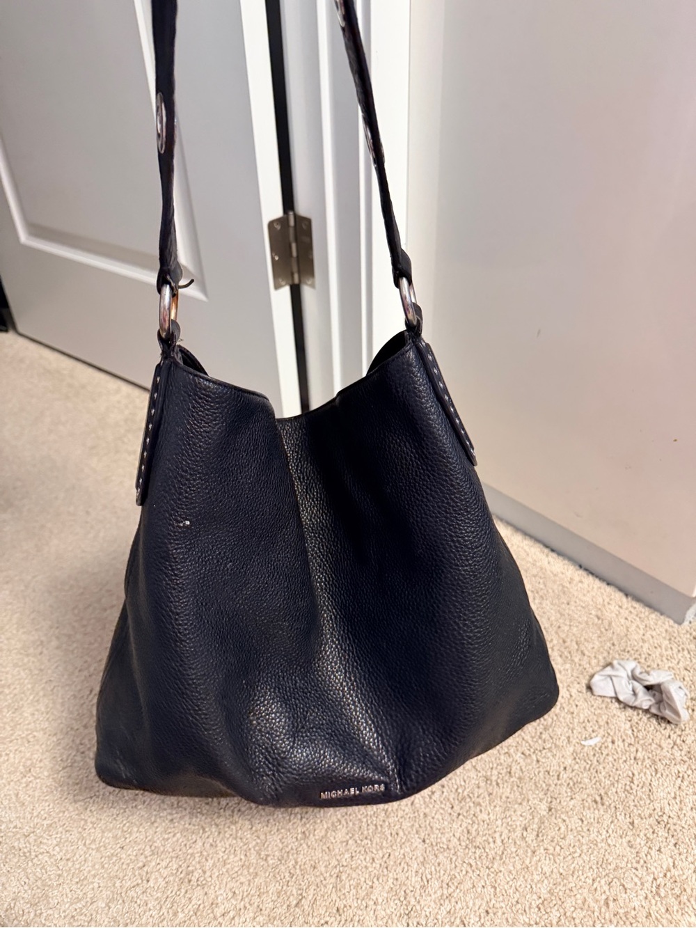 Michael Kors Black Pebbled Leather Shoulder Bag